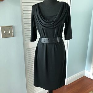 Mlle Gabrielle Belted Black Dress